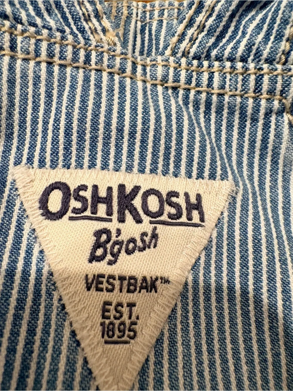 OshKosh B'gosh Light Blue Pinstripe Baby Overalls with Floral Trim
